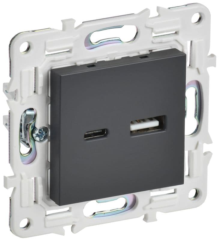 Розетка USB A+C 18Вт SKANDY SK-R13T титан IEK SK-U22-018-K48